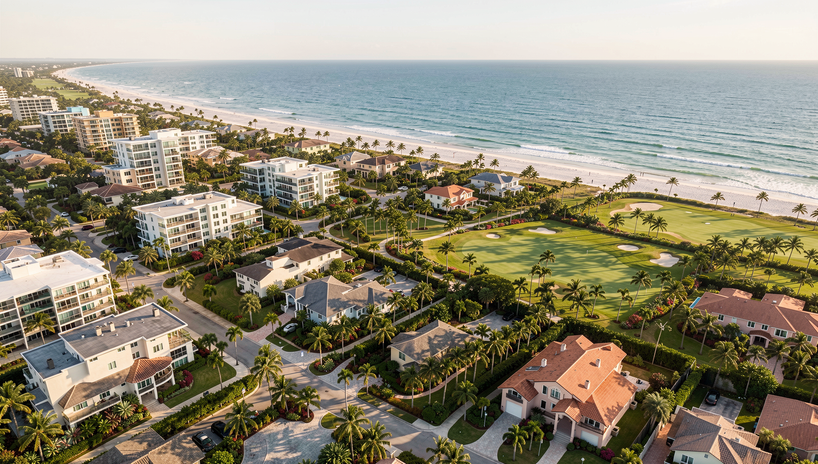 Aerial view of Boca Raton neighborhoods and homes in Palm Beach County Florida