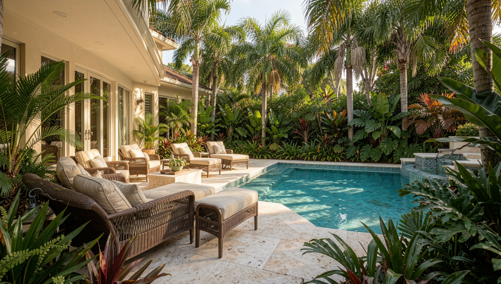 Palm Beach Gardens Florida home with pool and luxury backyard