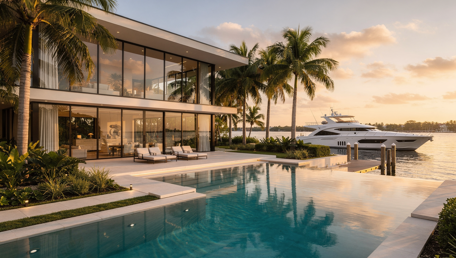 Luxury estate at The Estates at NOMAR in Northwood Marina Quarter West Palm Beach with waterfront views and modern architecture