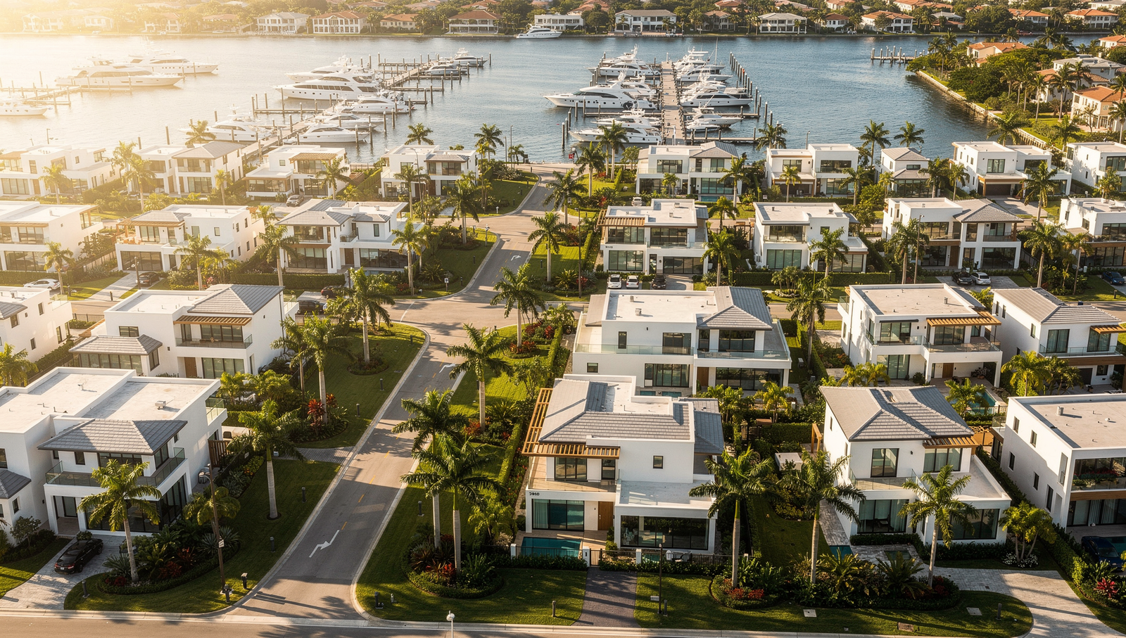 Aerial view of The Estates at NOMAR community in Northwood Marina Quarter West Palm Beach