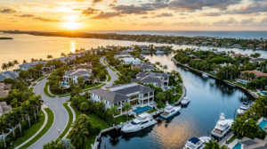 palm beach gardens homes with a yacht view ariel view
