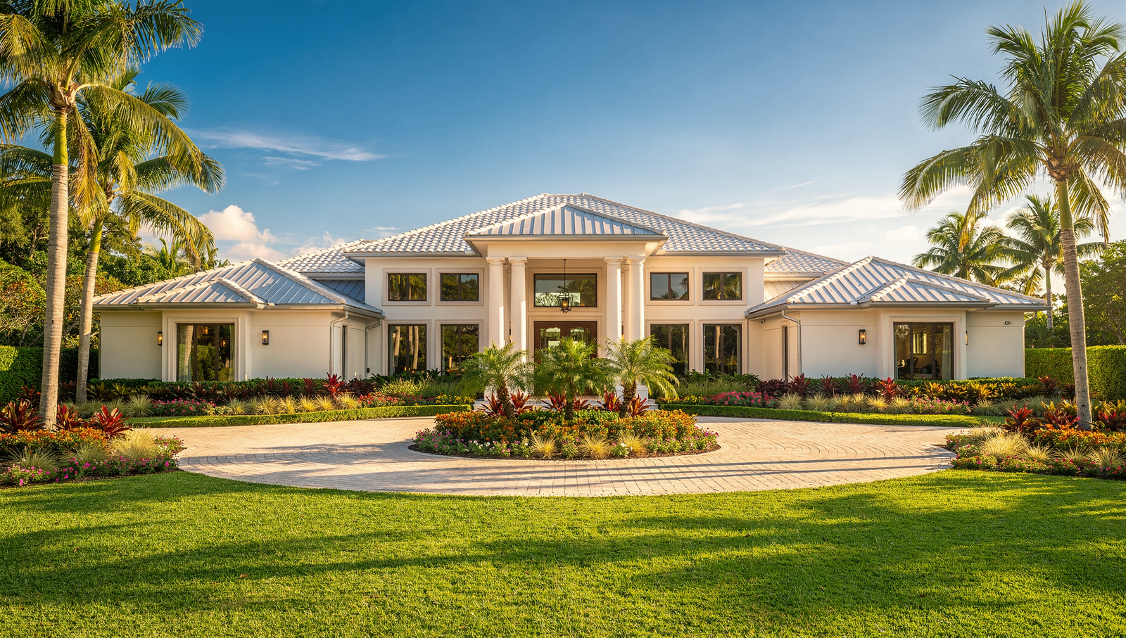 Luxury backyard pool and patio at a Palm Beach Gardens Florida home