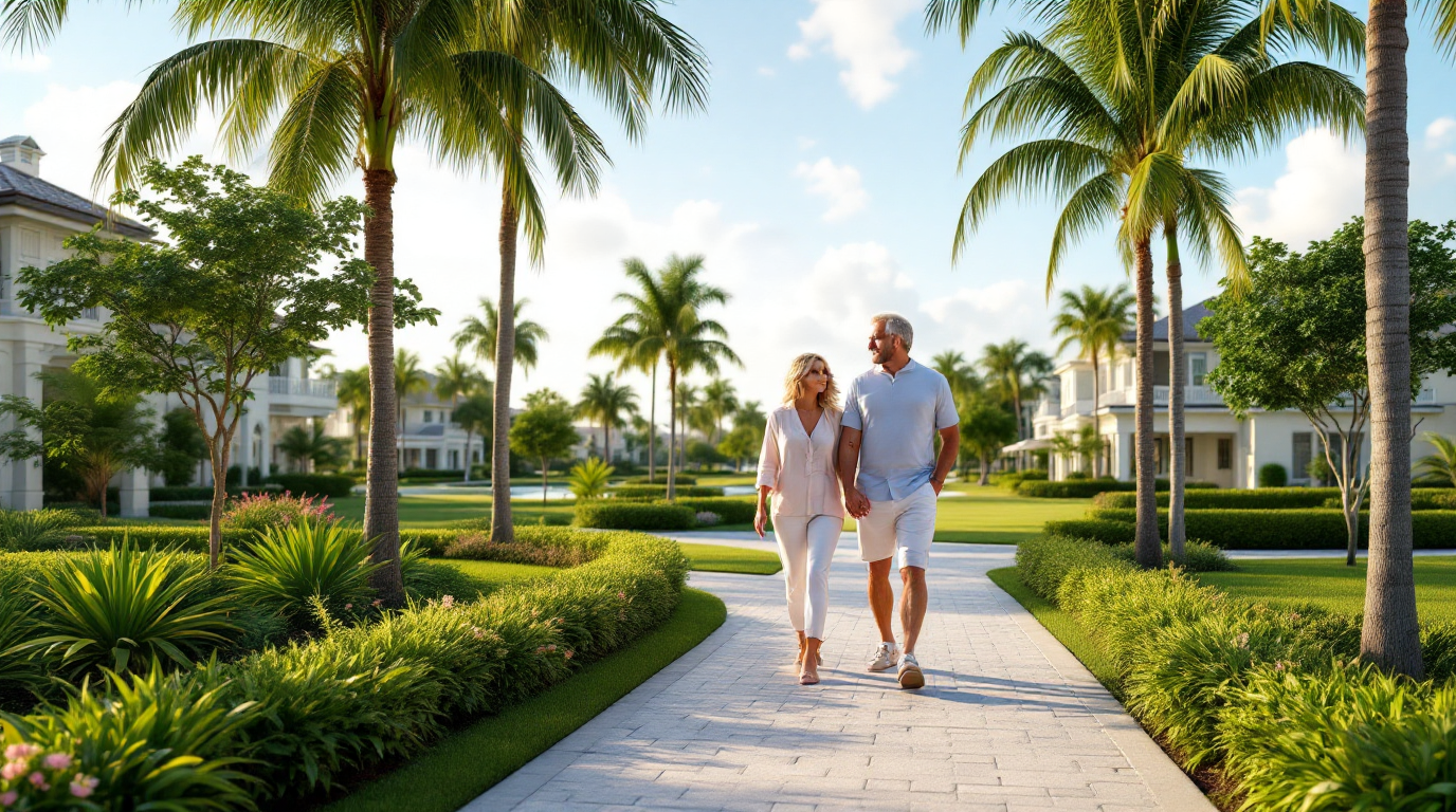 Palm Beach Gardens 55 plus community with pool and condos