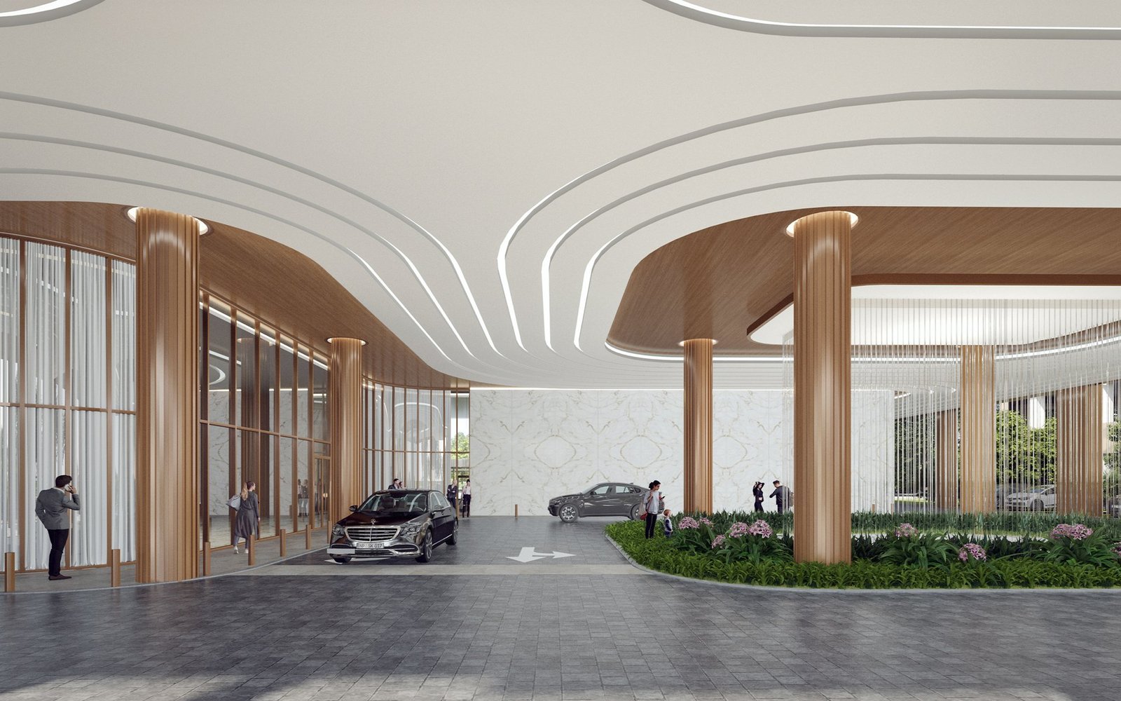 The Berkeley Palm Beach luxury residence interior with floor to ceiling windows